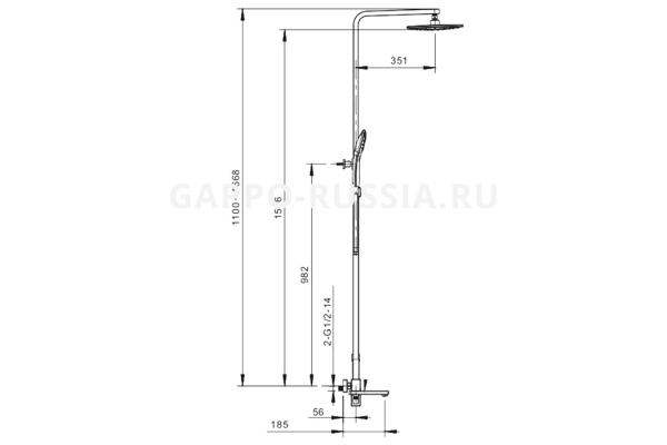 Душевая система Gappo G2417-6, чёрный купить по цене 36 480 рублей в ...